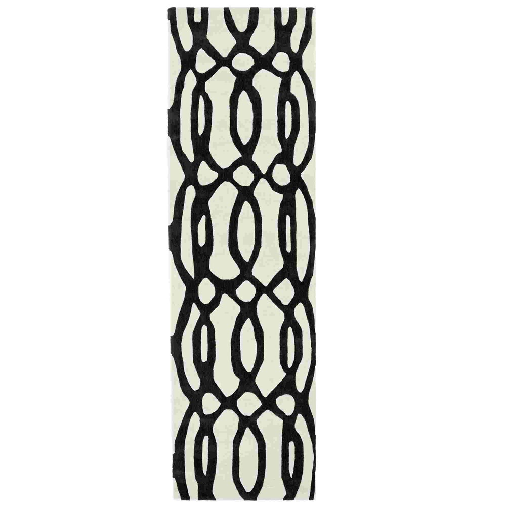 Matrix MAX35 Wire Geometric Wool Runner Rugs in White